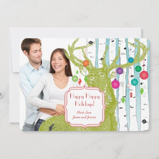 Vintage Birkenbaum Foto Weihnachtskarte Feiertagskarte (Vorderseite)