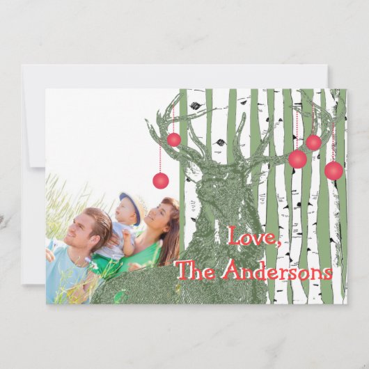 Vintage Birkenbaum Foto Weihnachtskarte Feiertagskarte (Vorderseite)