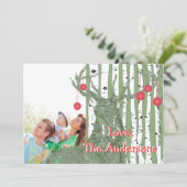 Vintage Birkenbaum Foto Weihnachtskarte Feiertagskarte (Stehend Vorderseite)