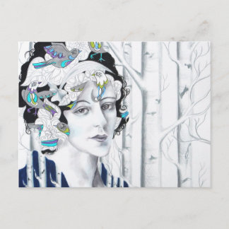 Vintage Birkenbaumvögel Postkarte