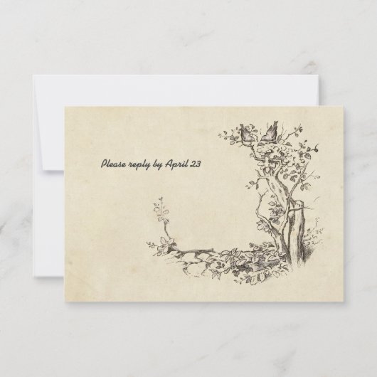 Vintage Birnen Creme UAWG RSVP Karte (Rückseite)