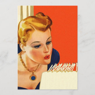 Vintage Birthday Cake Candle Blank Einladung