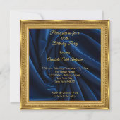 Vintage Birthday Gold Frame Blue Jewel Box Einladung (Rückseite)