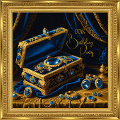 Vintage Birthday Gold Frame Blue Jewel Box Einladung