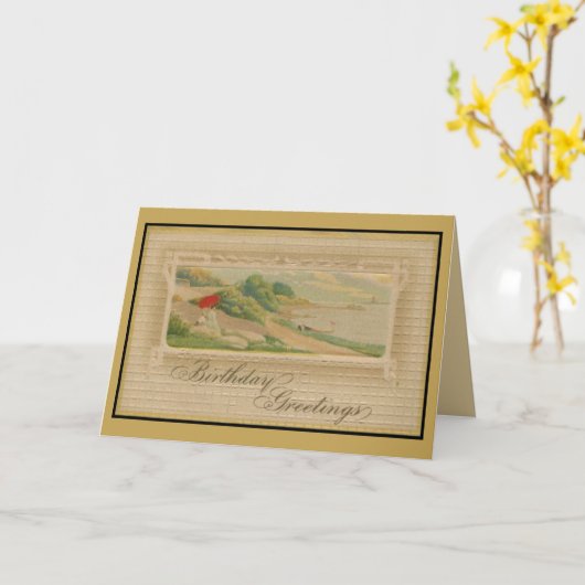 Vintage birthday greetings karte (Gelbe Blume)