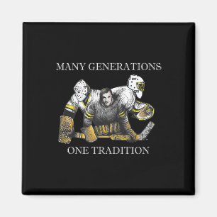 Vintage bis moderne Evolution des Hockey-Torhüter- Magnet