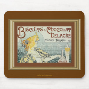 Vintage-Biscuits Chocolat Delacre Werbe-Mauspad Mousepad