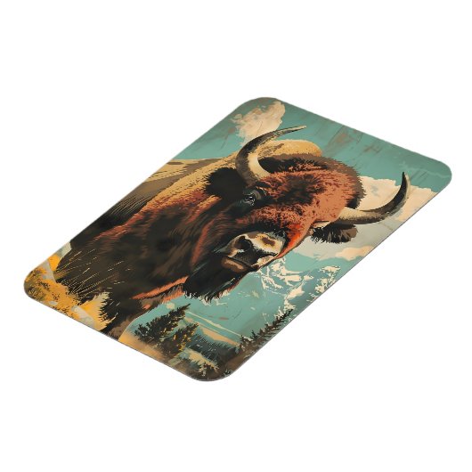 Vintage Bison-Illustration Magnet (Linke Seite)