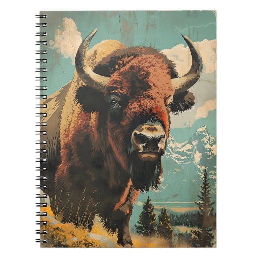Vintage Bison-Illustration Notizblock (Vorderseite)