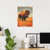 Vintage Bison-Illustration Poster (Heimbüro)