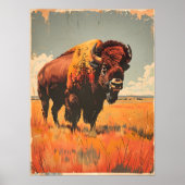 Vintage Bison-Illustration Poster (Vorne)
