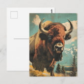 Vintage Bison-Illustration Postkarte (Vorne/Hinten)