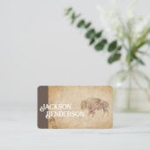 Vintage Bison Kunst braun rustikale Visitenkarte (Stehend Vorderseite)