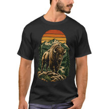 Vintage-Bison-Sonnenuntergang-Berg Yellowstone