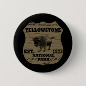 Vintage Bison Yellowstone Nationalpark Button (Vorderseite)