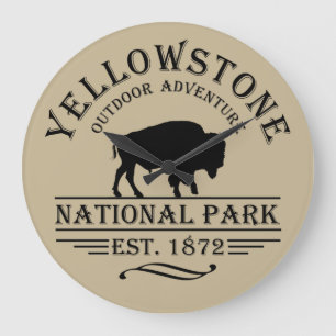 Vintage-Bison Yellowstone-Nationalpark Große Wanduhr