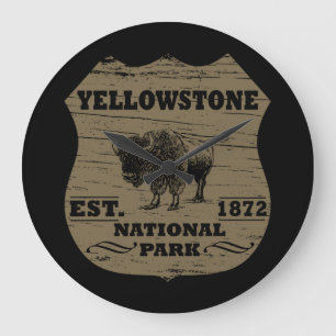 Vintage-Bison Yellowstone-Nationalpark Große Wanduhr