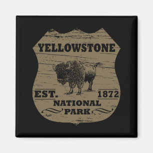 Vintage-Bison Yellowstone-Nationalpark Magnet