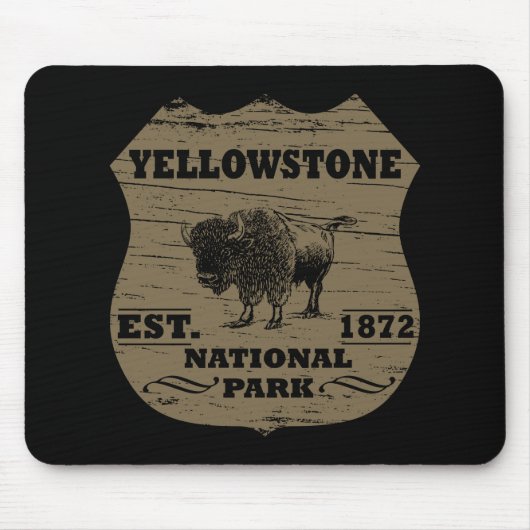 Vintage-Bison Yellowstone-Nationalpark Mousepad (Vorne)
