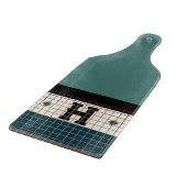 Vintage-Bistro-Fliese Türkis Monogramm Schneidebrett (Ecke)