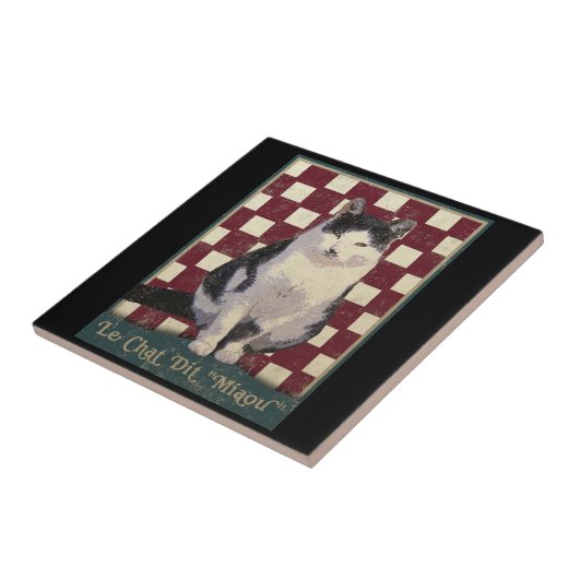 Vintage Bistro-Katze Fliese (Seite)