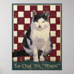 Vintage Bistro-Katze Poster