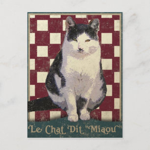 Vintage Bistro-Katze Postkarte