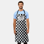 Vintage Bistro Schwarz/Weiß Tafel Mens Schürze (Getragen)