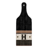 Vintage Bistro Tile Black und Gold Monogram Schneidebrett (Vorderseite)