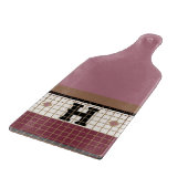 Vintage Bistro-Tile-Cranbere und Goldmonogramm Schneidebrett (Ecke)