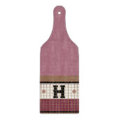 Vintage Bistro-Tile-Cranbere und Goldmonogramm Schneidebrett (Vorderseite)
