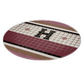 Vintage Bistro-Tile-Cranbere und Goldmonogramm Schneidebrett (Ecke)