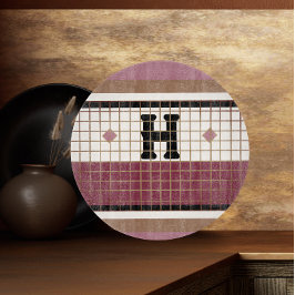 Vintage Bistro-Tile-Cranbere und Goldmonogramm Schneidebrett