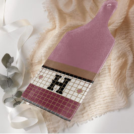 Vintage Bistro-Tile-Cranbere und Goldmonogramm Schneidebrett