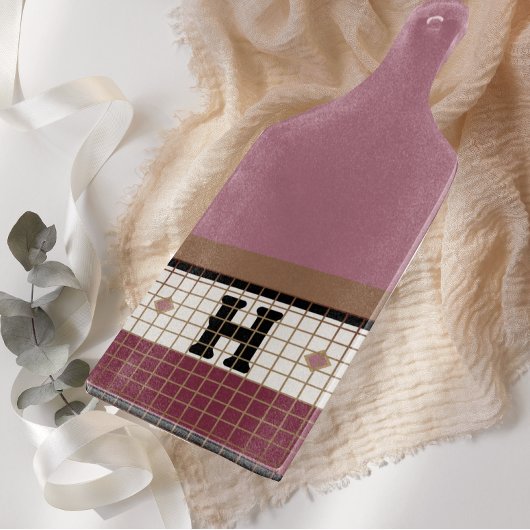 Vintage Bistro-Tile-Cranbere und Goldmonogramm Schneidebrett