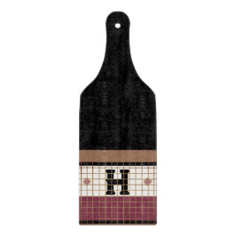 Vintage Bistro-Tile-Cranbere und Goldmonogramm Schneidebrett