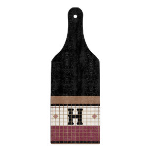 Vintage Bistro-Tile-Cranbere und Goldmonogramm Schneidebrett
