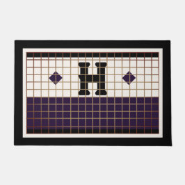 Vintage Bistro Tile Lila und Gold Monogramm Fußmatte