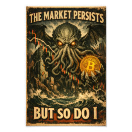 Vintage Bitcoin Horror Poster – “The Market Persis