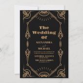 Vintage Black and Gold Art Deco Wedding Einladung (Vorderseite)