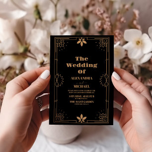 Vintage Black and Gold Art Deco Wedding Einladung