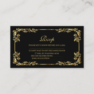 Vintage Black and Gold Royal RSVP Card Begleitkarte