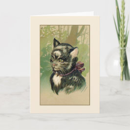 Vintage Black and White Cat Portrait Note Card Karte