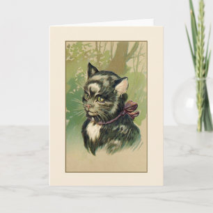 Vintage Black and White Cat Portrait Note Card Karte