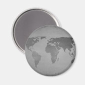 Vintage black and white world map magnet (Vorderseite/Rückseite)