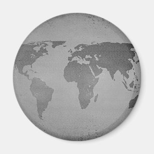 Vintage black and white world map magnet
