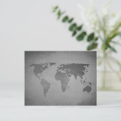 Vintage black and white world map postkarte (Stehend Vorderseite)