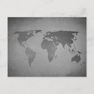 Vintage black and white world map postkarte