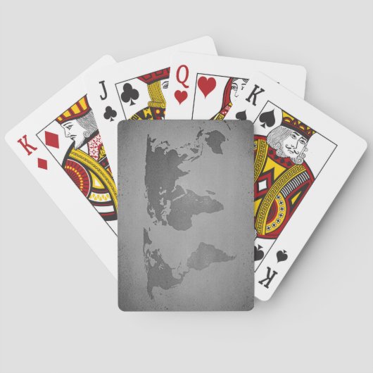 Vintage black and white world map spielkarten (Rückseite)