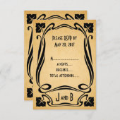 Vintage Black Art Deco Wedding RSVP Cards (Vorne/Hinten)